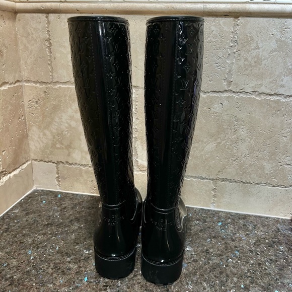 Louis Vuitton Black Monogram Splash Rubber Rain Boots - Picture 5 of 10